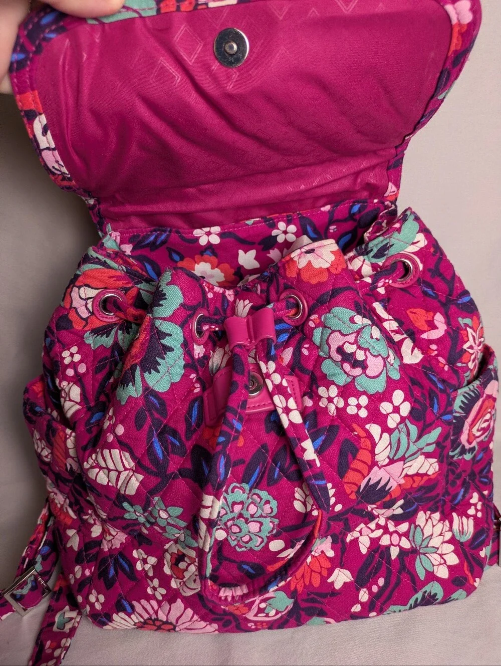 Vera Bradley Backpack Purse In Berry Bloom